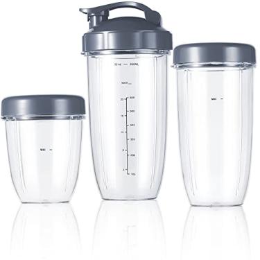 Imagem de Kit de reposição para copos NutriBullet - Curto (510 g), Alto (680 g), Colossal (947 g) com tampas Flip-Top e Stay-Fresh
