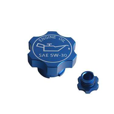 Imagem de DEWHEL Tampa de enchimento de óleo de motor de alumínio azul compatível com GM 1992-2018 Número de referência FC208 FC242 FC219 FC243 FC252 80987 MO-99 10099 42315