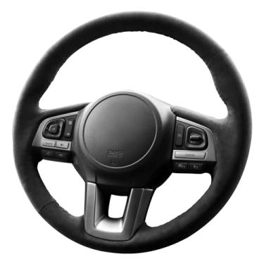 Imagem de Alfanxi Costura à mão Itália Alcantara Capa de Volante para Carro Envolvente para Subaru Forester 2.0XT/Forester 2.5i (Alcântara + Fio Preto)