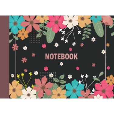 Imagem de Caderno horizontal forrado com papel: diário floral pautado na faculdade com orientação de paisagem conveniente para o trabalho, anotações.