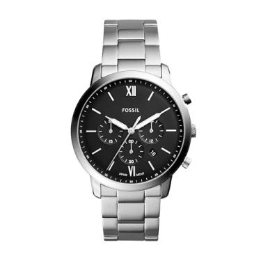 Imagem de Fossil Relógio masculino com cronógrafo de quartzo e aço inoxidável neutro, Prata, One Size, Cronógrafo neutro - FS5384