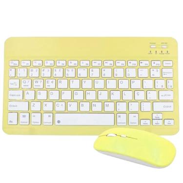 Imagem de Kit Teclado e Mouse sem fio Com Conex USB e Bluetooth 3.0 Recarregavel Para Tablet/Ipad - Alamo (AMARELO)