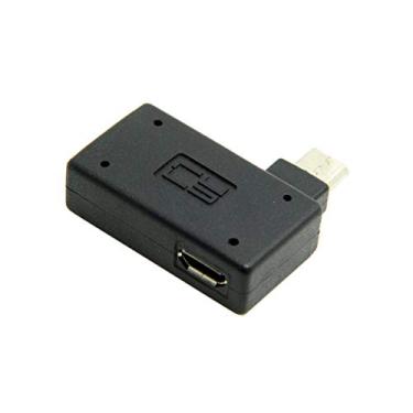 Imagem de Adaptador de host micro USB 2.0 OTG com ângulo direito Jser 90 graus com alimentação USB para celular e tablet