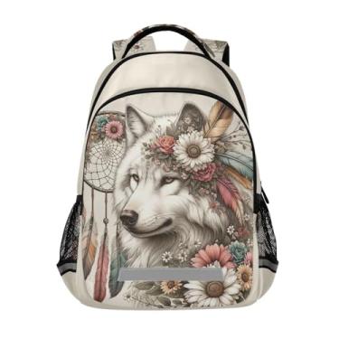 Imagem de Mochila de cavalo branco para estudantes, meninos, meninas, mochila escolar, viagem, Wolf 15, Medium
