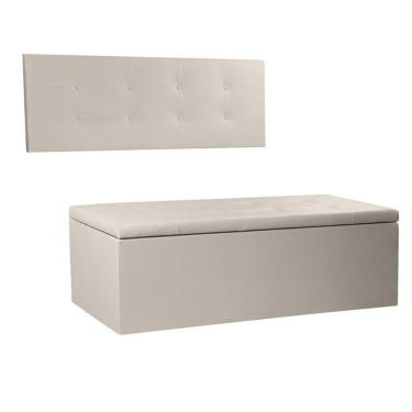 Imagem de Kit Painel E Calçadeira Baú King 1,95m Berlim Corano - Pallazio Cor Bege