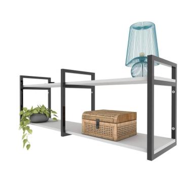 Imagem de Rack Prateleira Industrial Home Parede Hack Bancada Rack Rak Branco Off White