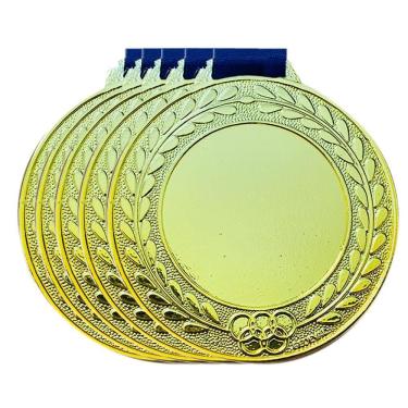 Imagem de Kit 12 Medalhas 5,5cm Centro Liso Metal Ouro Prata Bronze ouro