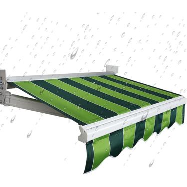 Imagem de Substituições de tecido de sombra de toldo retrátil - velas de sombra à prova d'água, dossel externo de ventilação anti-UV para pátio de praia de jardim, personalizado disponível, listras ve