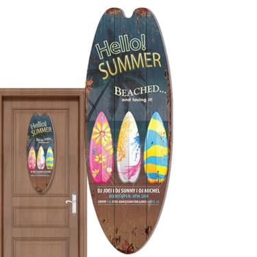 Imagem de Shakven Placa de parede para prancha de surf, decoração de prancha de surf de verão - Ornamento artístico de decoração de parede de peça central de tropical | Suporte com tema de praia, decoração de