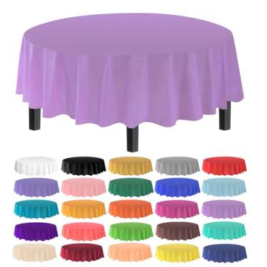 Imagem de Toalha de mesa Allgala de plástico premium com 12 unidades, peso médio, descartável, Lavender, 6PK Round 84"