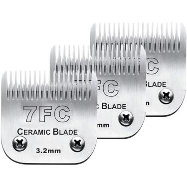 Imagem de 3 peças de lâminas 7FC para tosar cães compatíveis com Andis, Oster A5, Wahl km10 Dog Clippers, tamanho-7FC, 1/8 polegada (3,2 mm) comprimento de corte (3 peças #7FC (3,2 mm))