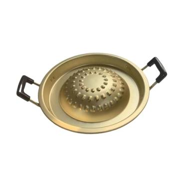 Imagem de IEUDNS Grelha de acampamento, assadeira, fácil limpeza, grelha redonda, antiaderente, grelha de churrasco, chapa para churrasco, para ambientes internos e, 28CM