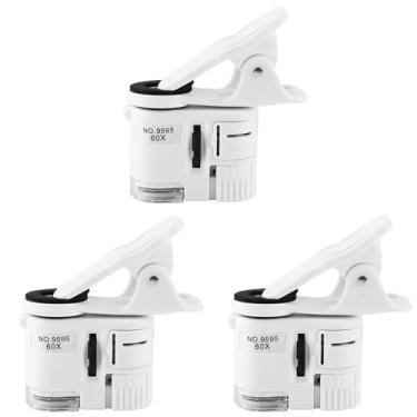 Imagem de Mini Lupa de Microscópio 60X 3pcs Com Luz LED, Detector de Moeda UV para Smartphones, Joias, Antiguidades, Portátil