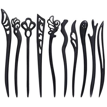 Imagem de Miayon 10 palitos de cabelo de madeira chignon chinês japonês hashis de cabelo para fazer coque alfinetes de cabelo para mulheres meninas acessórios de cabelo feitos à mão