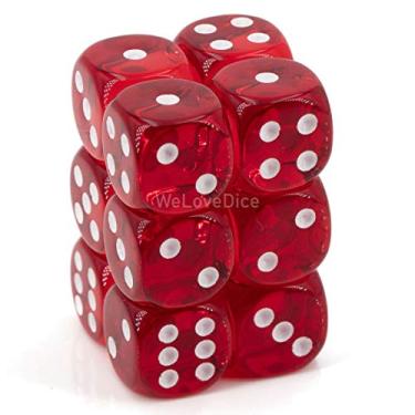 Imagem de Chessex Translucent 16mm d6 Red w/White Dice Block 12 pipped dice