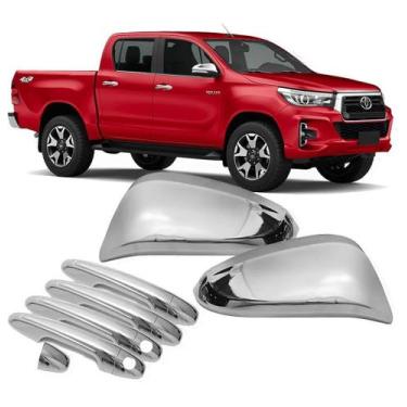 Imagem de Aplique Capa Cromada Retrovisor Maçanetas Toyota Hilux 2020 - Shekpart