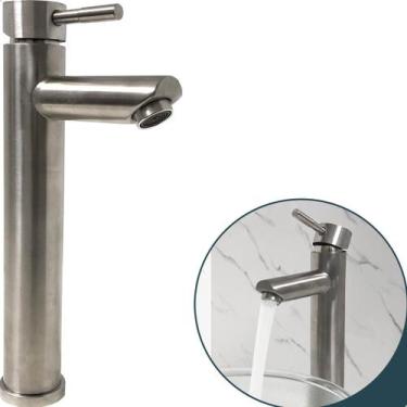 Imagem de Torneira Bica Alta Pia Banheiro Inox Escovado Monocomando Misturador B
