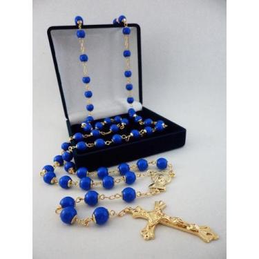 Imagem de Terço murano azul 8mm - folh. ouro - armazem