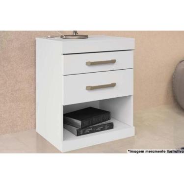 Imagem de Mesa de Cabeceira Solteiro Plus c/ 2 Gavetas Branco - Santos Andirá