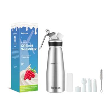 Imagem de Rotass Dispensador de chantilly de alumínio 1 litro/500 ml para batedor de creme, máquina de creme