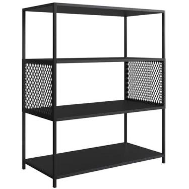 Imagem de Estante Estilo Industrial 94 Cm Com Tela P1024 Preto PP - Placa e Pont