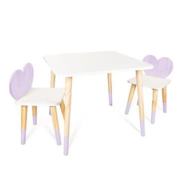 Imagem de Kit Mesa e 2 Cadeiras Infantil Coração - Eita Casa Perfeita, Lilás