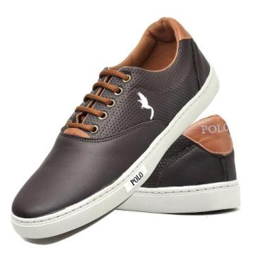 Imagem de Sapatênis Casual Polo Blu Masculino Confortável Dia a Dia, Café, 40