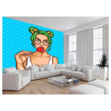 Imagem de Papel De Parede 3D Arte Rosto Mulher Colorido 3,5M Tra147 - Você Decor