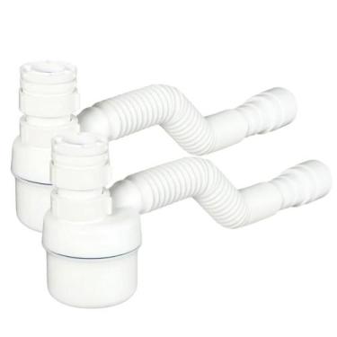 Imagem de Kit 2 Sifão C/copo Universal Ajustável Flexível Branco Tigre