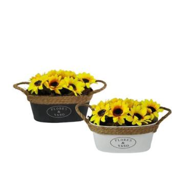 Imagem de Arranjo de Vaso Floreira com Girassol - Nacional , Branco