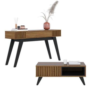 Imagem de Kit para Sala de Estar com Aparador e Mesa de Centro Noce Preto Colibr