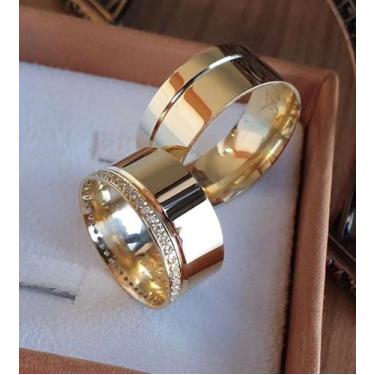Imagem de Par de Aliancas em Ouro 18K da colecao Makom com 5mm de largura cravad