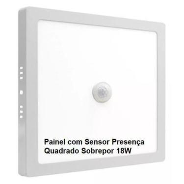 Imagem de Painel Plafon com Sensor de Presença 18W Quadrado Sobrepor Led Branco 