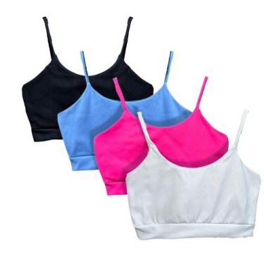 Imagem de Kit 4 Tops De Alcinha Poliamida Kit Feminino De Academia Fitness - JIN