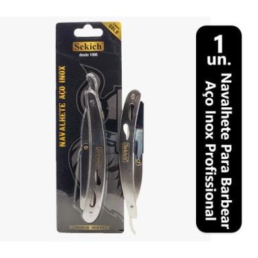 Imagem de Navalhete Para Barbear Aço Inox Profissional Novo Linha Gold - Sekich