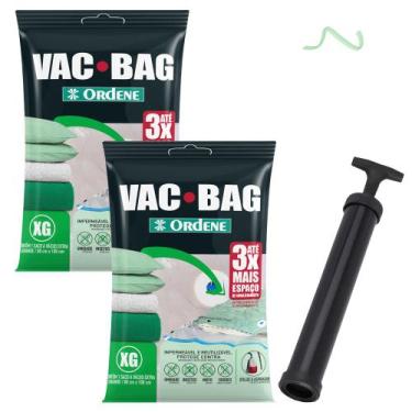 Imagem de Kit 2 Saco A Vacuo Extra Grande 80x100cm Vac Bag Mala+ Bomba Ordene
