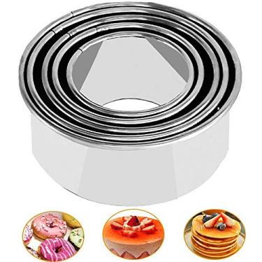 Imagem de 5 cortadores de biscoito – cortadores de biscoito de aço inoxidável/cortadores de bolinho/cortadores de massa de bolo/cortadores de bolo/cortadores de bolo, moldes de bolo, carimbos para cozinhar (borda redonda, 5 peças)