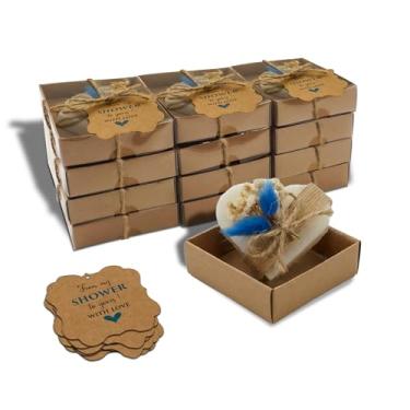 Imagem de Rossesie Conjunto de 12 lembrancinhas de chá de bebê para convidados, sabonete de coração perfumado feito à mão para bebês, lembrancinhas de chá de panela de casamento em massa, decoração de festa