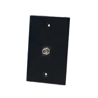 Imagem de BOPLAT Placa de parede de cabo coaxial de 1 porta preta brilhante - Placa de cobertura de saída de cabo coaxial de grupo único para TV/antena a cabo