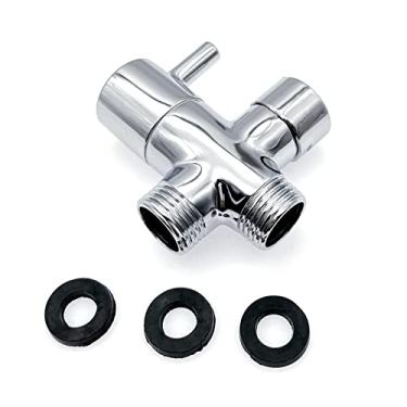 Imagem de JZK Válvula desviadora de braço de chuveiro de 3 vias, divisor de cabeça de chuveiro de latão de 3 vias, substituição de válvula de desvio de chuveiro de metal G1/2 com arruelas de borracha, desviador