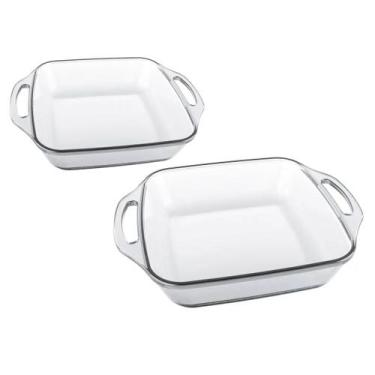 Imagem de Kit 2 Assadeiras Quadradas 3,8L/2,5L Seletta Vidro Com Alça - Nadir Fi