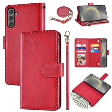 Imagem de Furiet Capa carteira para Samsung Galaxy S24 5G com alça de pulso e alça de ombro couro PU flip elegante 6+ porta-cartões suporte bolso dinheiro acessórios celular capa para celular para S 24 24S G5