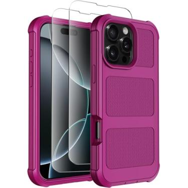 Imagem de Temcase Capa para iPhone 16 Pro [com protetor de tela X2], capa protetora de camada dupla resistente, resistente, antiderrapante, à prova de choque, para Apple iPhone 16 Pro de 6,3 polegadas