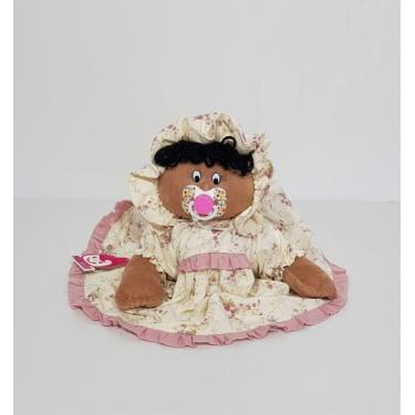 Imagem de Boneca De Pano Bia Pelúcia Negra Morena Rosê Nude Floral 36cm - POLYBA