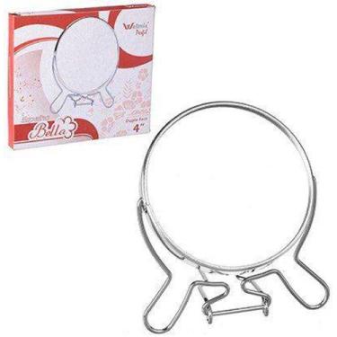 Imagem de Espelho De Mesa Redondo Dupla Face Com Suporte Aramado 4'' - Wellmix