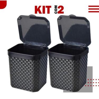 Imagem de Kit 2 Lixeiras Cesto Cozinha Banheiro Escritório Rattan 5 Litros Com T