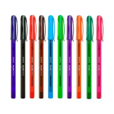 Imagem de Kit 10 Canetas Esferográficas 1.0m Colorida Hyper Jocar Office Estojo 