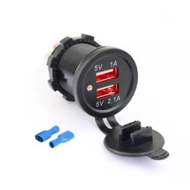 Imagem de Tomada Usb Turbo 2 Saídas 3.1a Carro, Moto, Caminhão, Barco de Embutir