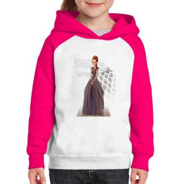Imagem de Moletom Infantil Sansa Stark Art - Foca na Moda, Branco, Rosa, 6