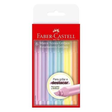 Imagem de Caneta Marca Texto Pastel Estojo 6 Cores Grifpen Faber Castell - Faber
